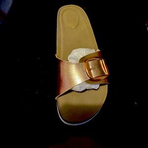 Rose gold Madden girl slides